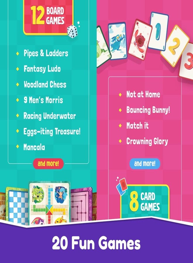 Bloomingo Board and Card Game - Game On! 20 in 1 Board Game - Ludo, Chess, Checkers and More - Educational Learning Toys for Fine Motor Skills and Cognitive Development - Birthday Gift for Kids - Image 4